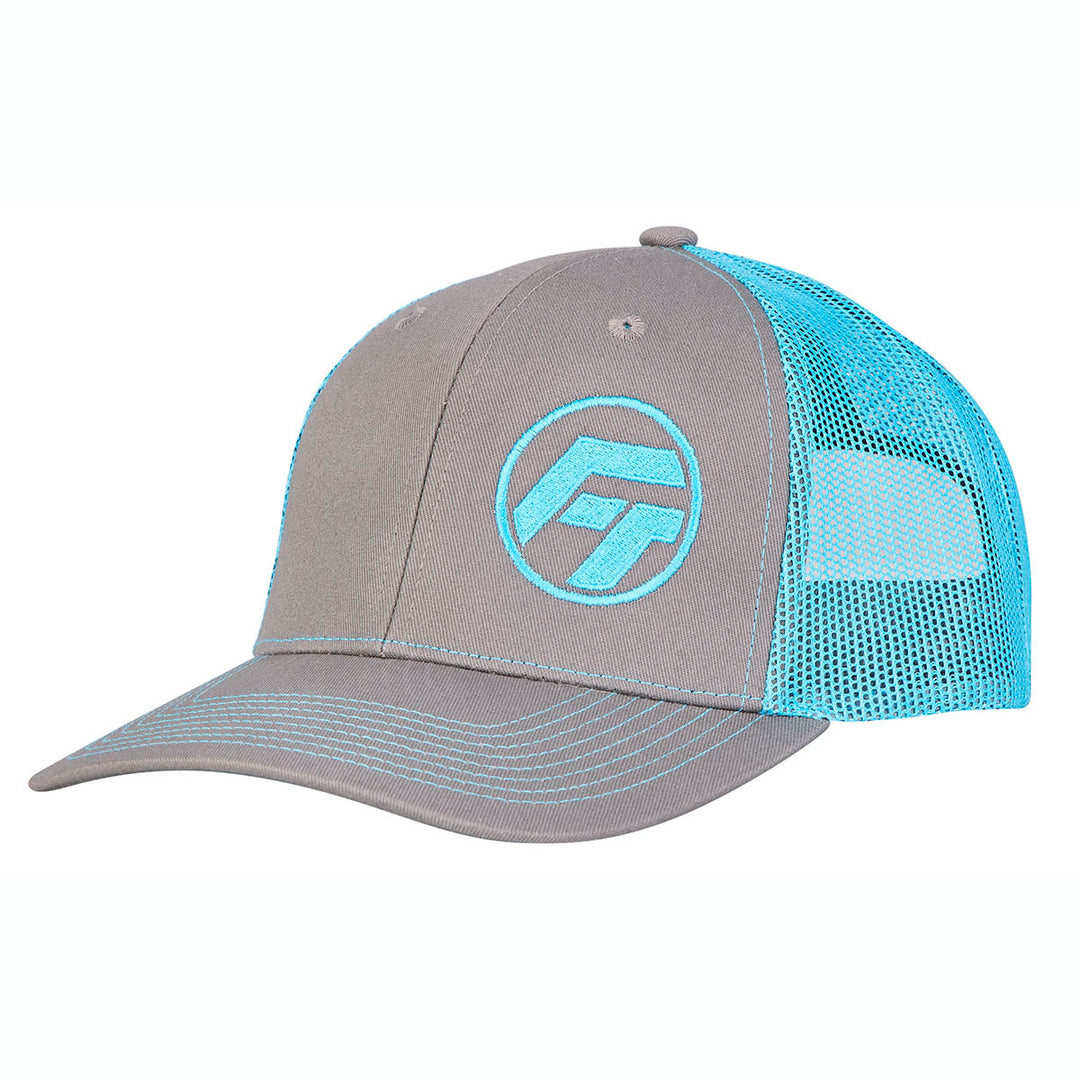 Gray and teal Full Throttle Baseball Cap with logo and adjustable snap back.