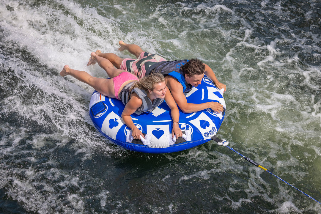 All In - 2 Rider Towable Tube + Rope + Pump Combo