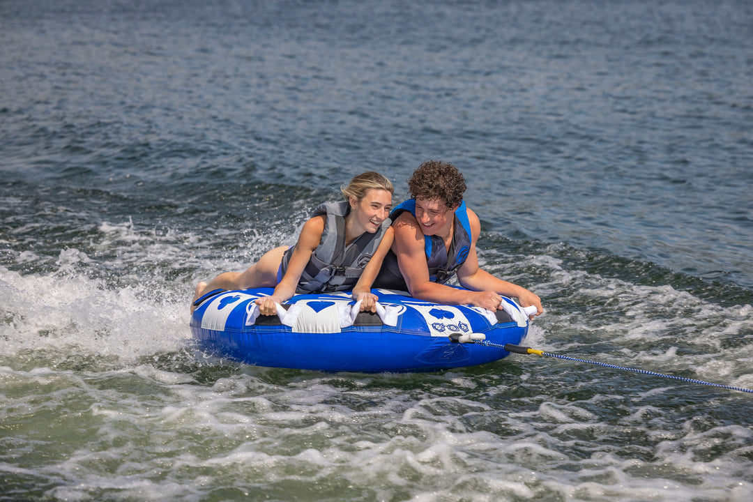 All In - 2 Rider Towable Tube + Rope + Pump Combo